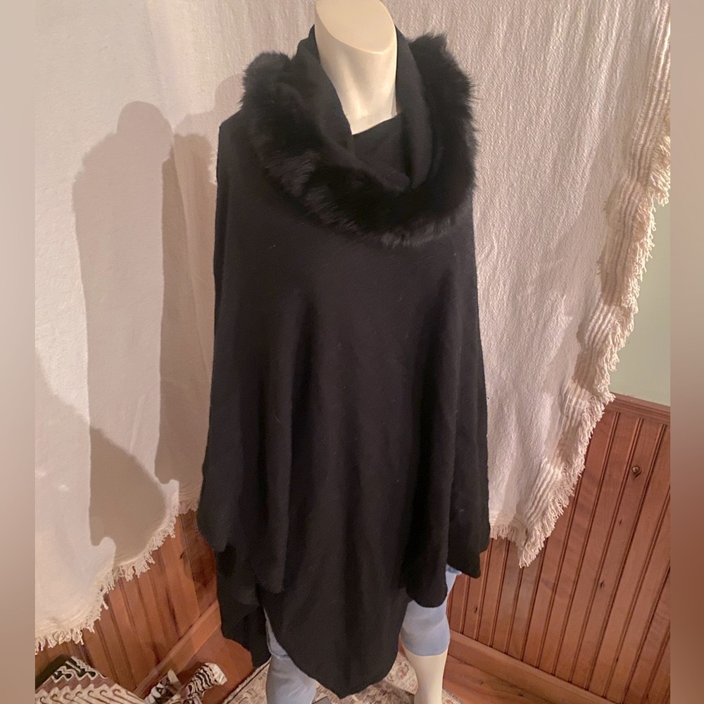 Saks Fifth Avenue Cashmere Fox Poncho Shawl